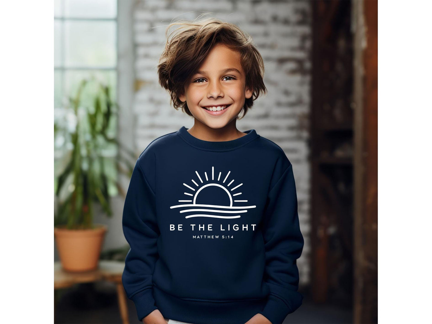 Be The Light Youth Sweatshirt, Christians Faith Kids Sweatshirt, Bible Verse Youth Crewneck