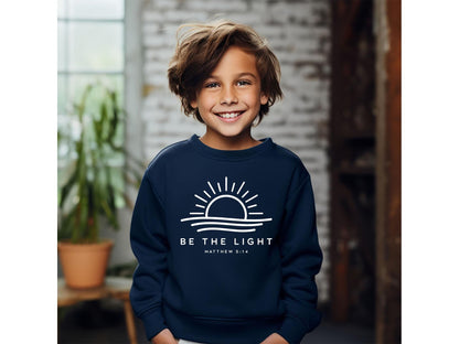 Be The Light Youth Sweatshirt, Christians Faith Kids Sweatshirt, Bible Verse Youth Crewneck