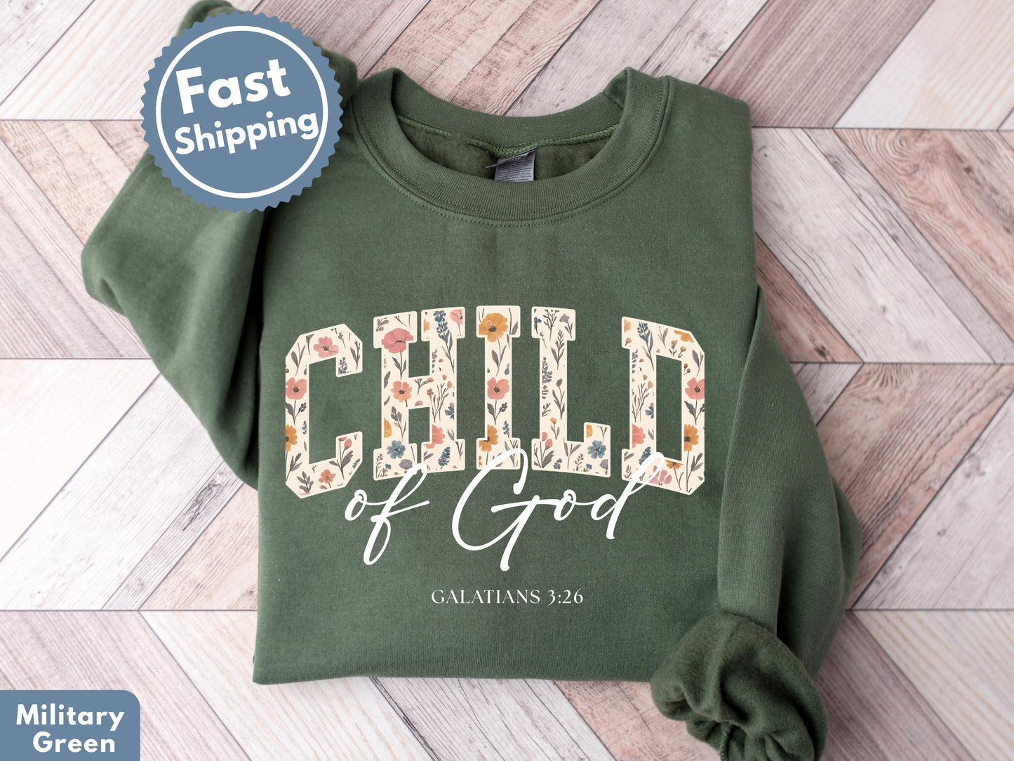 Child of God Sweatshirt: Cute Christian Sweatshirt, Child of God Crewneck, Floral Christian Sweatshirt, youth Sweatshirt