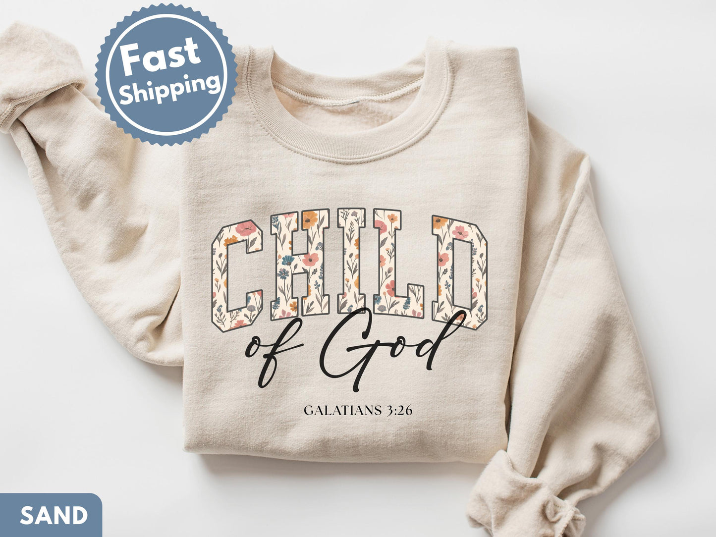 Child of God Sweatshirt: Cute Christian Sweatshirt, Child of God Crewneck, Floral Christian Sweatshirt, youth Sweatshirt