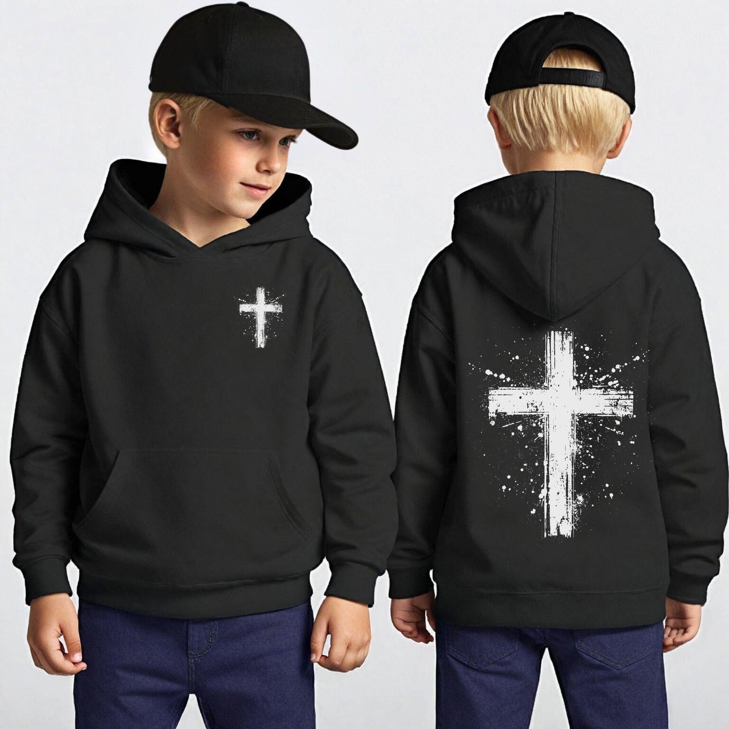 Christian Cross Youth Sweatshirt, Bible Verse Youth Crewneck, Christian Kids Sweatshirt
