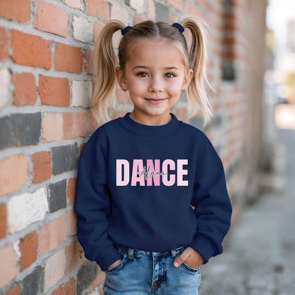 Custom Dance Youth Sweatshirt, Dance Lover Kids Crewneck, Custom Name Dance Sweatshirt