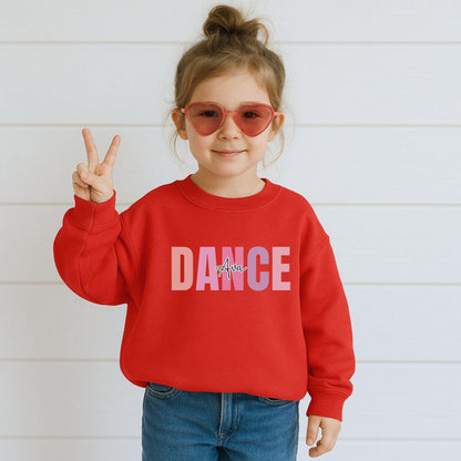 Custom Dance Youth Sweatshirt, Dance Lover Kids Crewneck, Custom Name Dance Sweatshirt