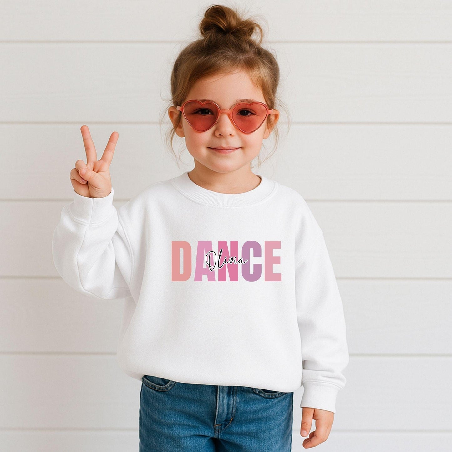 Custom Dance Youth Sweatshirt, Dance Lover Kids Crewneck, Custom Name Dance Sweatshirt