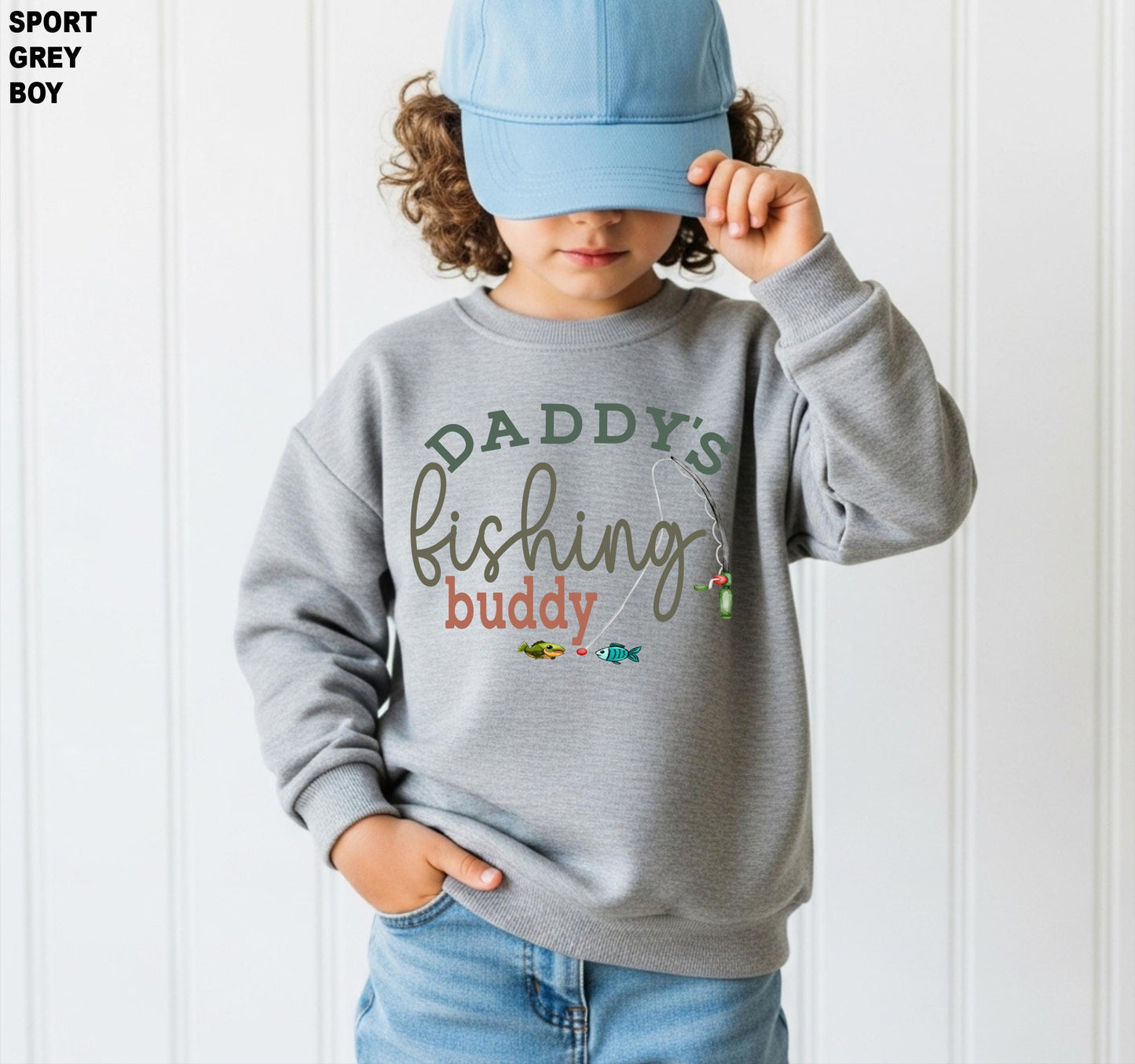 Daddy's Fishing Buddy Youth Sweatshirt, Funny Girls Fishing Kids Crewneck, Fishing Sweatshirt