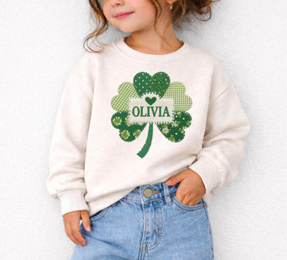 St Patrick's Day Youth Sweatshirt, Lucky Irish Kids Crewneck, Four Leaf Sweatshirt
