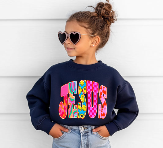 Christian Jesus Youth Sweatshirt, Jesus Loves You Crewneck, Christian Kids Sweater