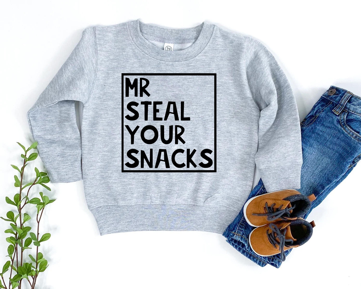 Mr Steal Your Snacks Kids Sweatshirt, Funny Snack Sweatshirt, Funny Kids Quote Sweater
