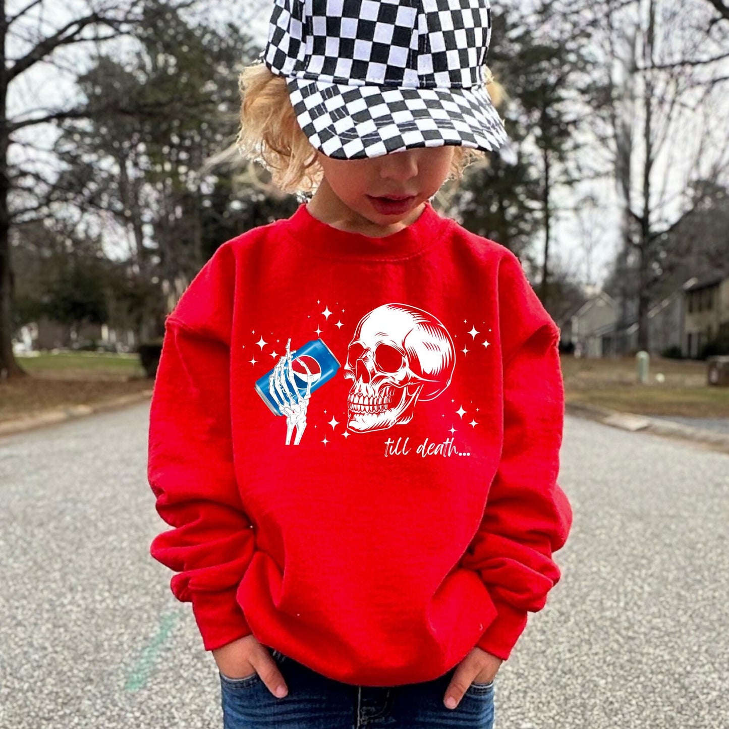 Pepsi Till Death Youth Sweatshirt, Fizzy Drink Kids Crewneck, Soft Drink Youth Sweatshirt