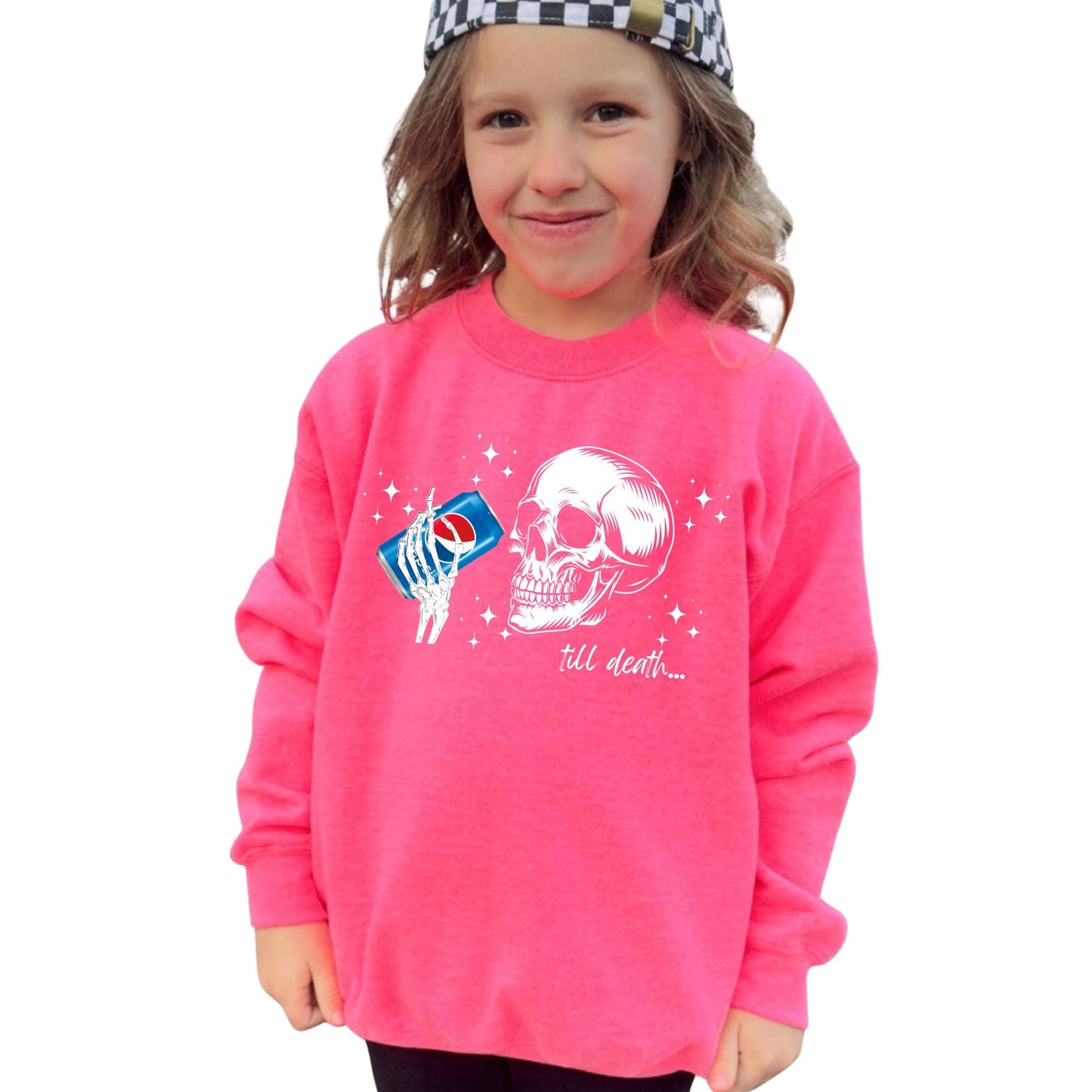 Pepsi Till Death Youth Sweatshirt, Fizzy Drink Kids Crewneck, Soft Drink Youth Sweatshirt