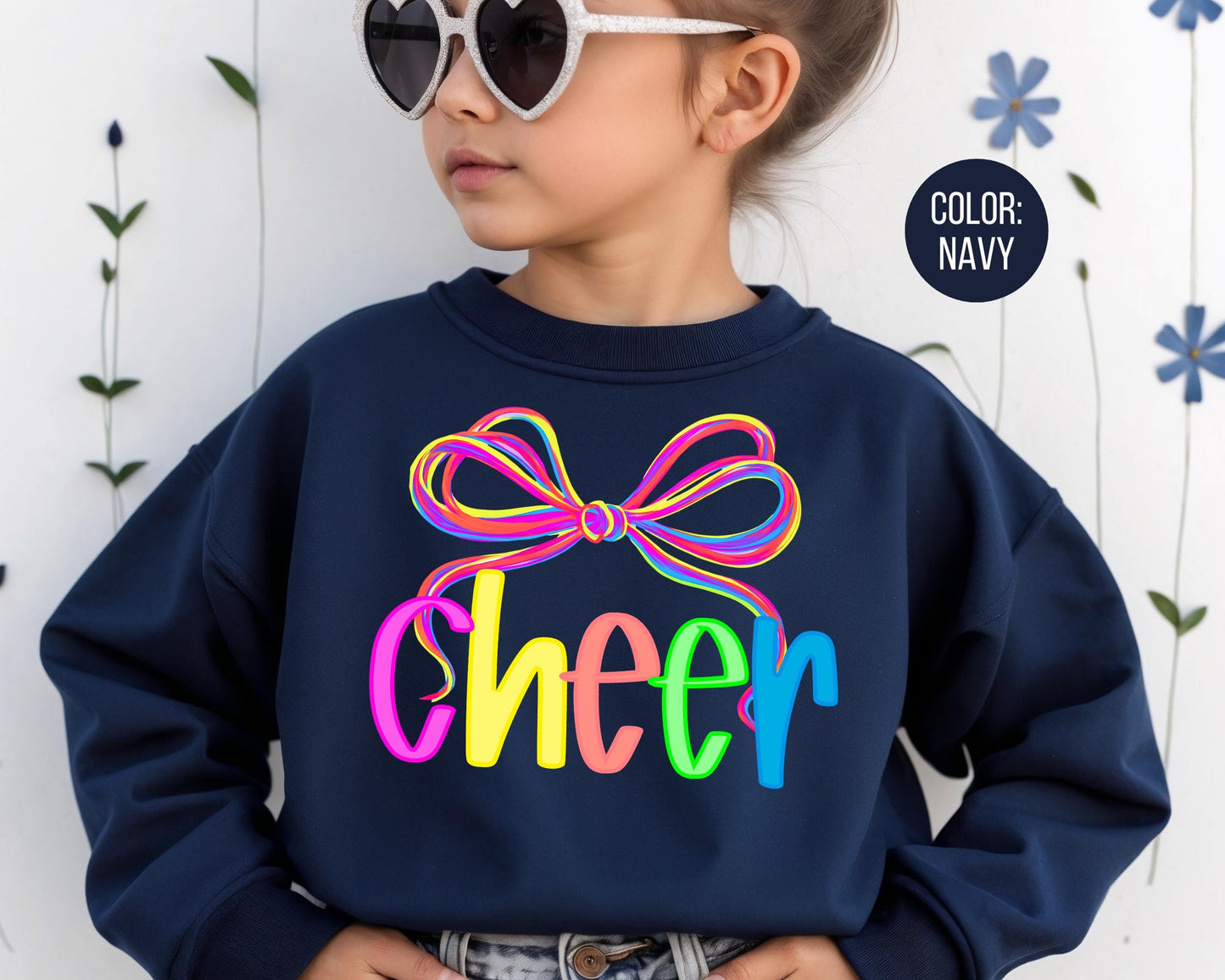Preppy Cheer Youth Sweatshirt, Game Day Cheerleader Crewneck, Sports Kids Sweater