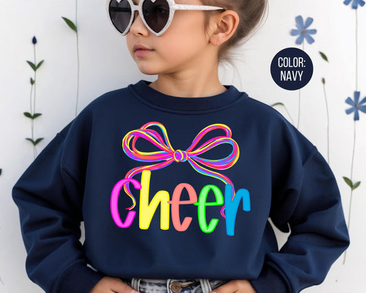 Preppy Cheer Youth Sweatshirt, Game Day Cheerleader Crewneck, Sports Kids Sweater