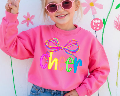Preppy Cheer Youth Sweatshirt, Game Day Cheerleader Crewneck, Sports Kids Sweater