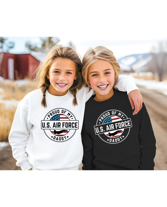 Proud Air Force Daddy Youth Sweatshirt, Proud of My Air Force Daddy Crewneck, Hero Dad Sweater