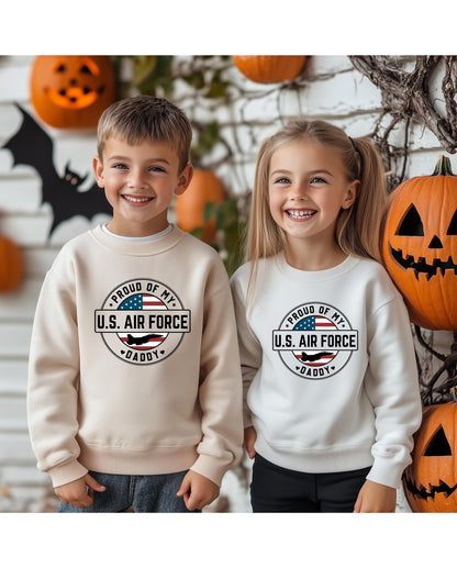 Proud Air Force Daddy Youth Sweatshirt, Proud of My Air Force Daddy Crewneck, Hero Dad Sweater
