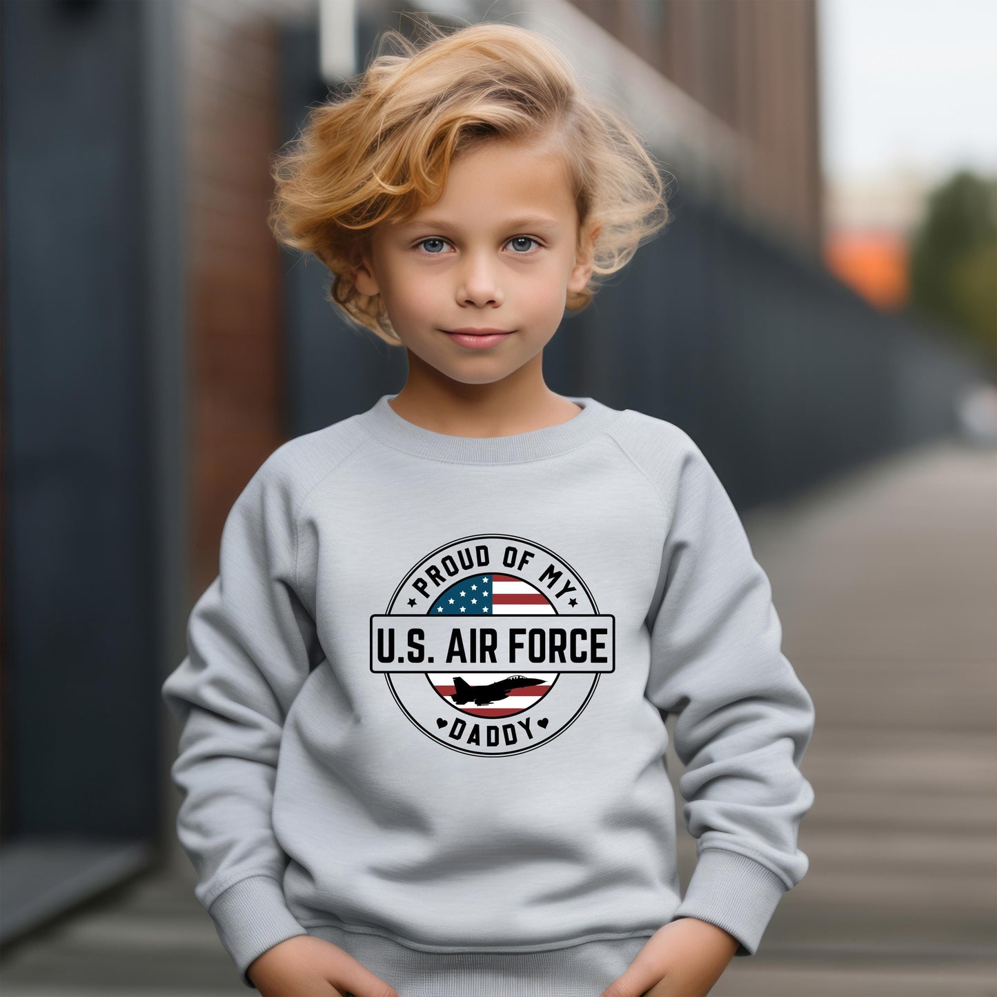 Proud Air Force Daddy Youth Sweatshirt, Proud of My Air Force Daddy Crewneck, Hero Dad Sweater