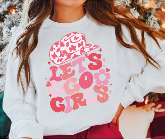 Retro Lets Go Girls Kids Sweatshirt, Girls Bachelorette Party Sweatshirt, Girls Trip Youth Crewneck