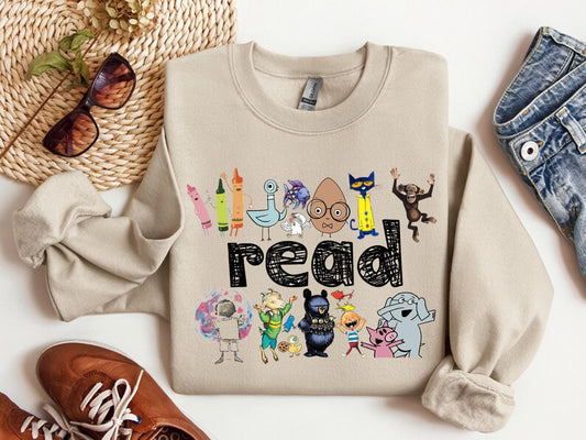 Read Children's Books Youth Sweatshirt, Back To School Crewneck, Reading Books Kids Sweater