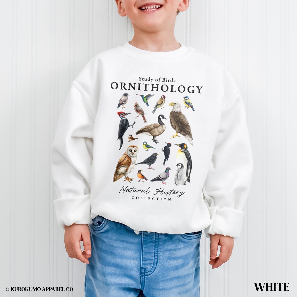 Vintage Ornithology Youth Sweatshirt, Avian WildlifeKids Crewneck, Bird Nerd Club Sweater