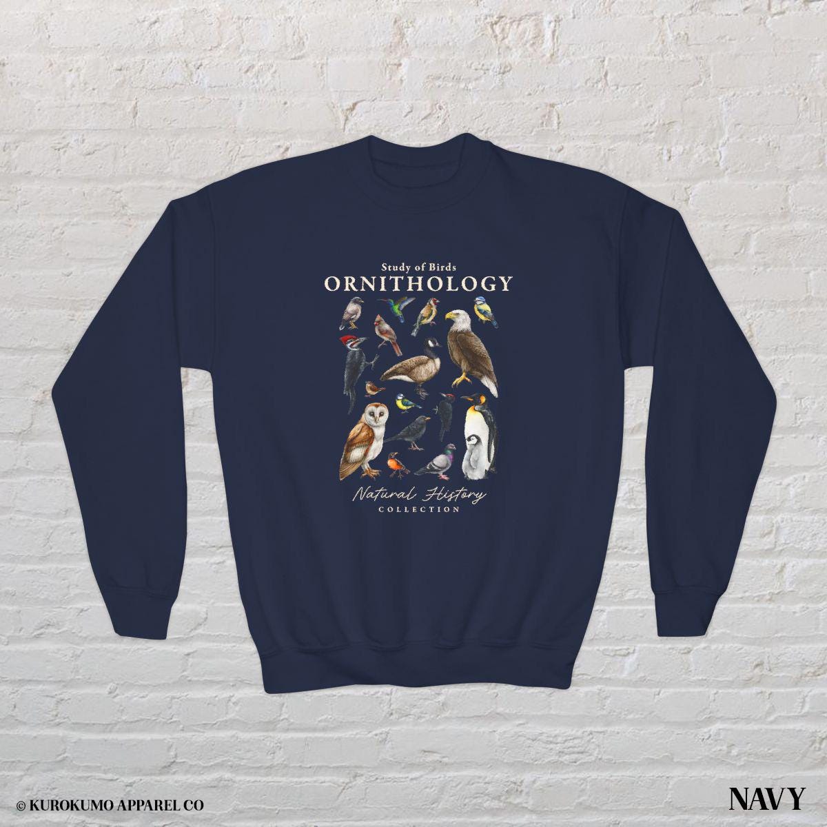Vintage Ornithology Youth Sweatshirt, Avian WildlifeKids Crewneck, Bird Nerd Club Sweater