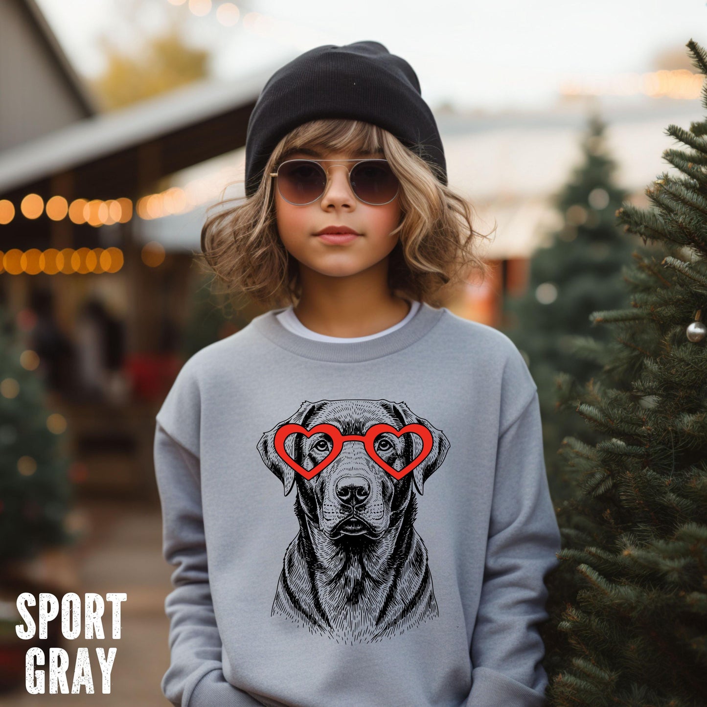 Youth Custom Dog Heart Glasses Sweatshirt, Retro Dog Lovers Sweater, Kid's Puppy Sweatshirt 4447584244