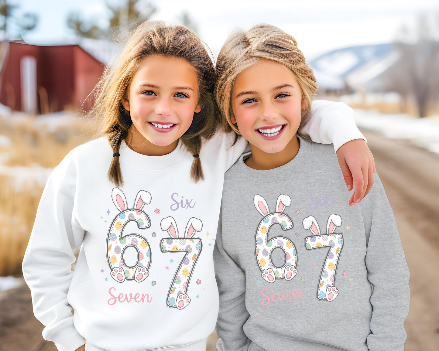 Funny Easter Youth Sweatshirt, 67 Funny Six Seven Crewneck, Happy Easter Kids Sweater